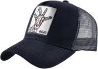 Animal Patch Mesh Trucker Baseball Cap Collection, Embroidered Design, Black