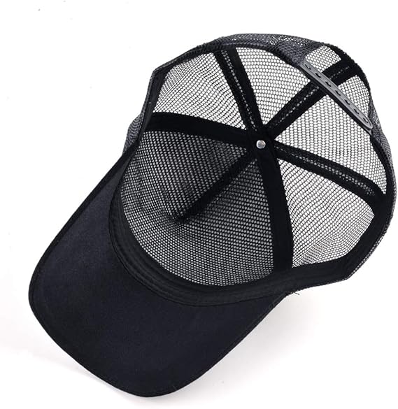 Animal Patch Mesh Trucker Baseball Cap Collection, Embroidered Design, Black