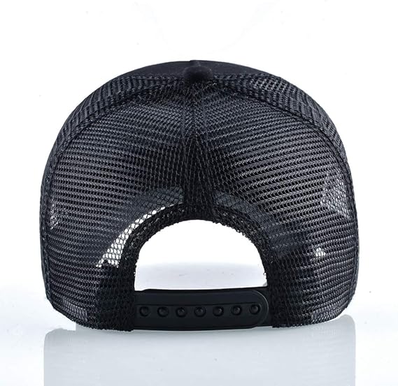 Animal Patch Mesh Trucker Baseball Cap Collection, Embroidered Design, Black