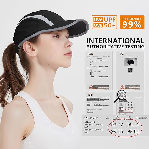 Reflective Folding Outdoor Hat Unstructured Design UPF 50+ Sun Protection Sport Hats for Womens and Mens