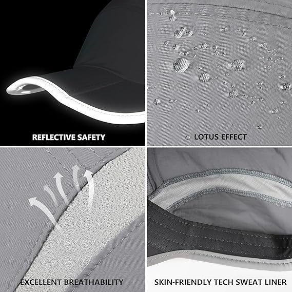 Reflective Folding Outdoor Hat Unstructured Design UPF 50+ Sun Protection Sport Hats for Womens and Mens